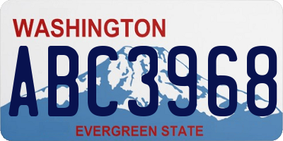 WA license plate ABC3968
