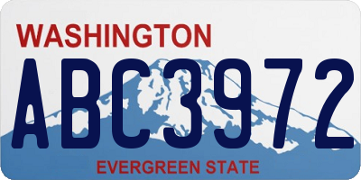 WA license plate ABC3972
