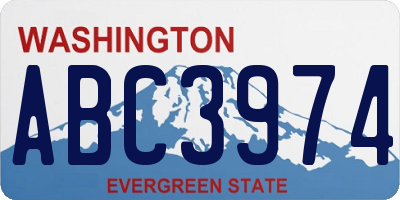 WA license plate ABC3974