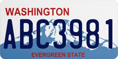 WA license plate ABC3981