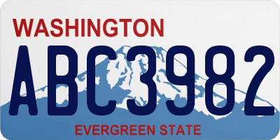 WA license plate ABC3982
