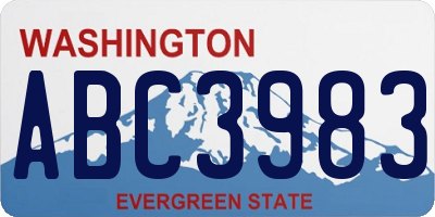 WA license plate ABC3983