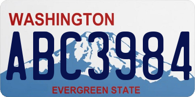 WA license plate ABC3984