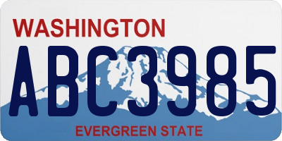 WA license plate ABC3985