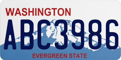 WA license plate ABC3986