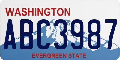 WA license plate ABC3987