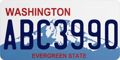 WA license plate ABC3990