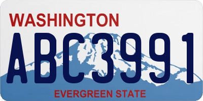 WA license plate ABC3991