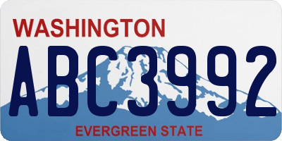 WA license plate ABC3992