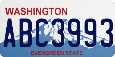WA license plate ABC3993