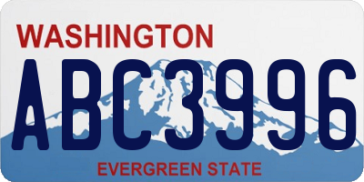 WA license plate ABC3996