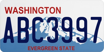WA license plate ABC3997