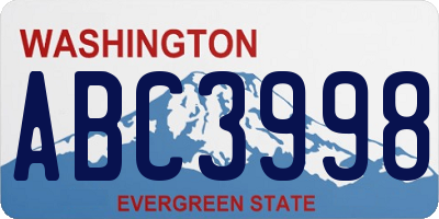 WA license plate ABC3998
