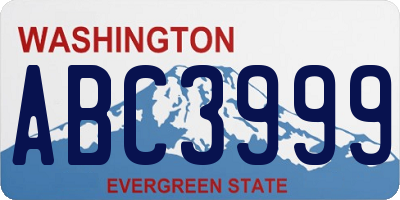 WA license plate ABC3999