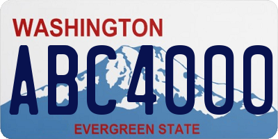 WA license plate ABC4000