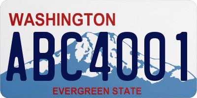 WA license plate ABC4001