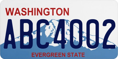WA license plate ABC4002
