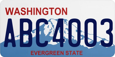WA license plate ABC4003