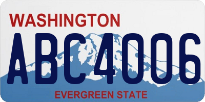 WA license plate ABC4006