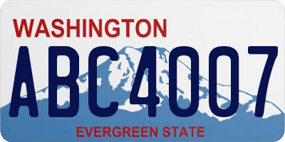 WA license plate ABC4007