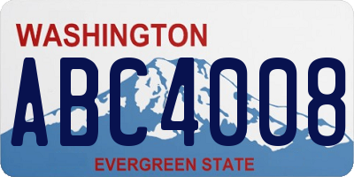WA license plate ABC4008