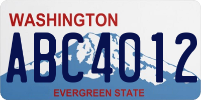 WA license plate ABC4012