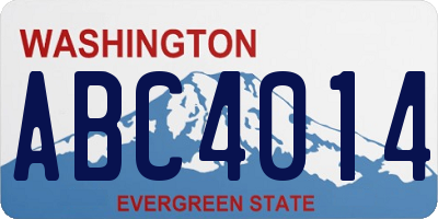 WA license plate ABC4014
