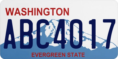 WA license plate ABC4017