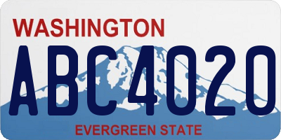 WA license plate ABC4020