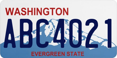 WA license plate ABC4021