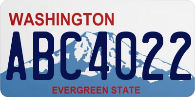 WA license plate ABC4022