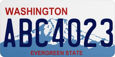 WA license plate ABC4023