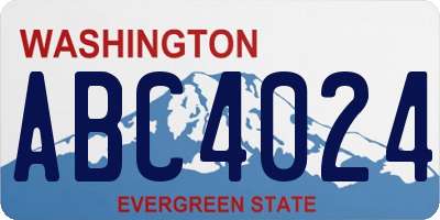 WA license plate ABC4024