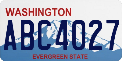 WA license plate ABC4027