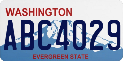 WA license plate ABC4029