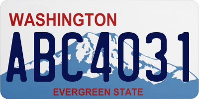 WA license plate ABC4031