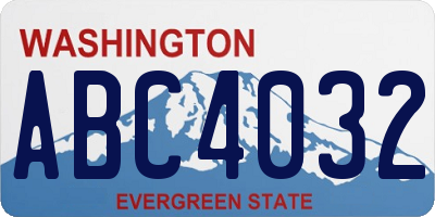 WA license plate ABC4032