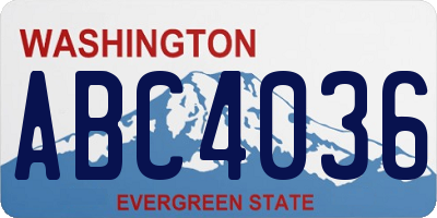 WA license plate ABC4036
