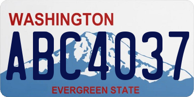 WA license plate ABC4037