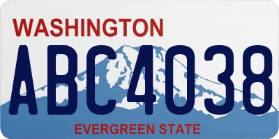 WA license plate ABC4038