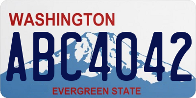WA license plate ABC4042