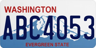 WA license plate ABC4053