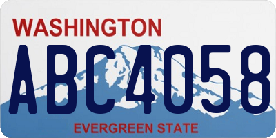 WA license plate ABC4058