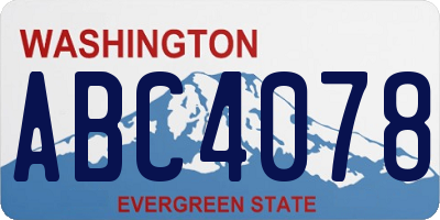 WA license plate ABC4078