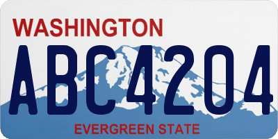 WA license plate ABC4204
