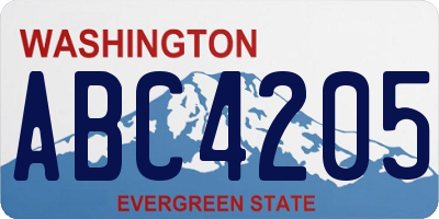 WA license plate ABC4205