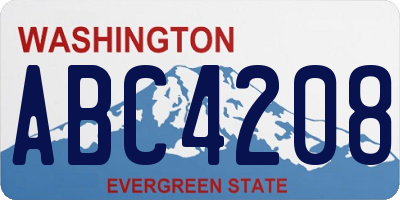 WA license plate ABC4208