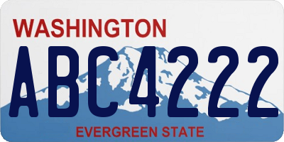 WA license plate ABC4222