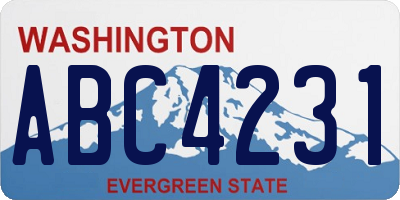 WA license plate ABC4231