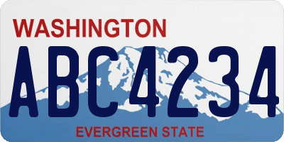 WA license plate ABC4234